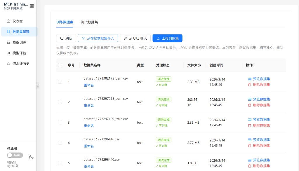 数据集管理与清洗结果